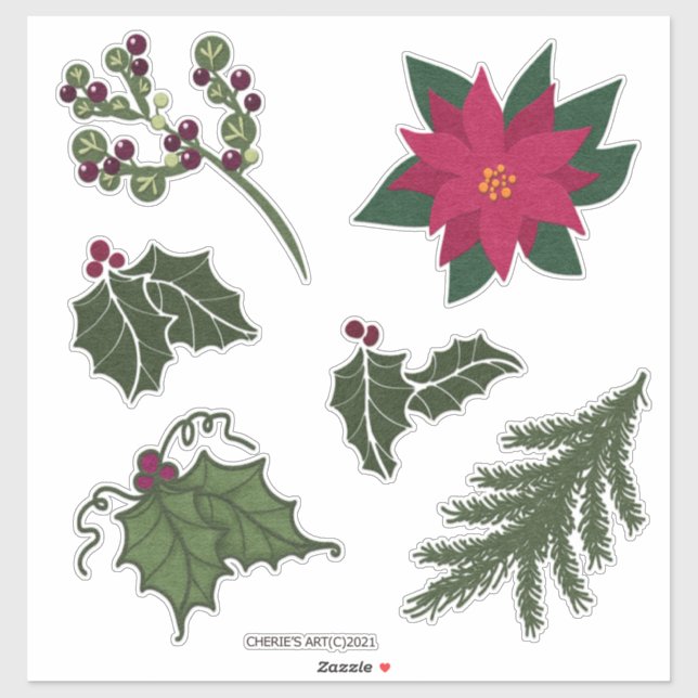 Weihnachtsdekorationen im Felt Aufkleber (Blatt)