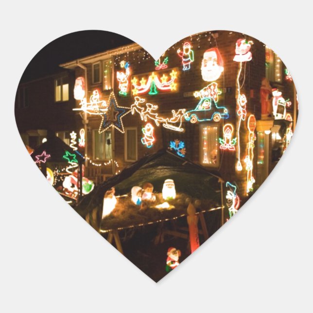 Weihnachtsdekorationen im Freien Herz-Aufkleber (Vorderseite)