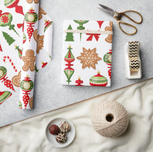 Weihnachtsdekorationen Lebkuchen Kekse Süßigkeiten Geschenkpapier