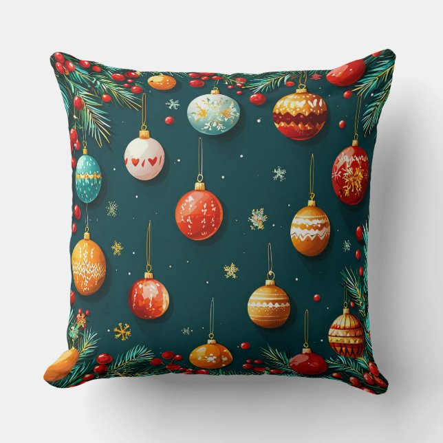 Weihnachtsdekorationen mit Ornamenten Kissen (Vorderseite)