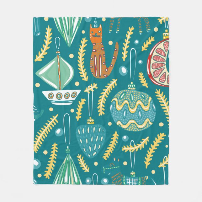 Weihnachtsdekorationen nahtlos Muster. Bright-Prot Fleecedecke (Vorderseite)