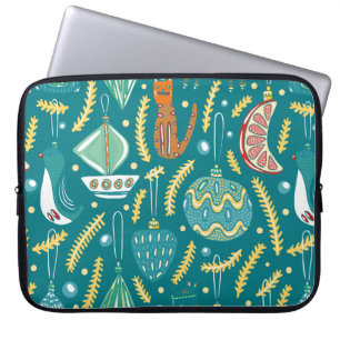 Weihnachtsdekorationen nahtlos Muster. Bright-Prot Laptopschutzhülle