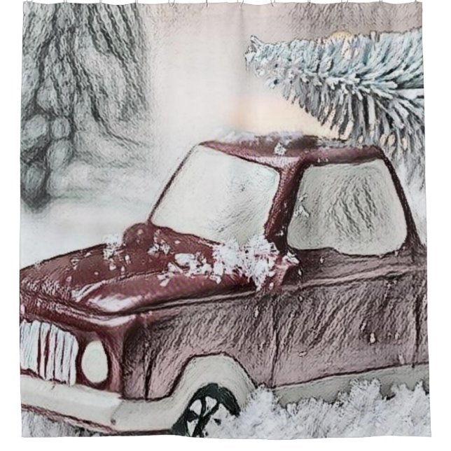 Weihnachtsdekorationen Ornamente Duschvorhang (Vorderseite)