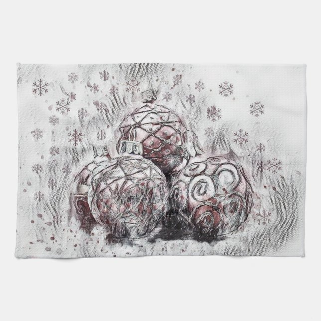 Weihnachtsdekorationen Ornamente Geschirrtuch (Horizontal)
