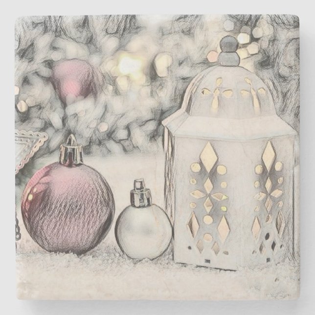 Weihnachtsdekorationen Ornamente Steinuntersetzer (Vorderseite)