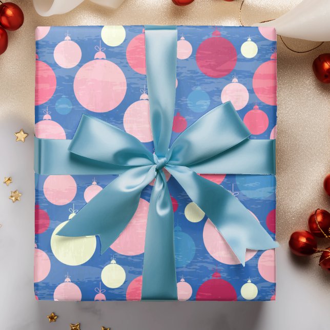 Weihnachtsdekorationen Pink Blue Holiday Pattern Geschenkpapier (Von Creator hochgeladen)