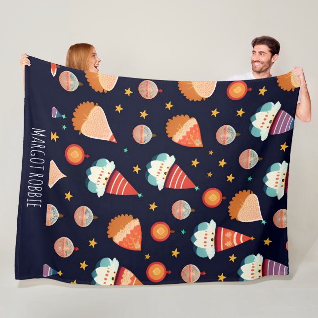 Weihnachtsdekorationen Retro Muster Fleecedecke (Beispiel)