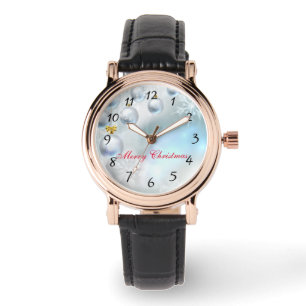 Weihnachtsdekorationen und Schneeflocken Armbanduhr