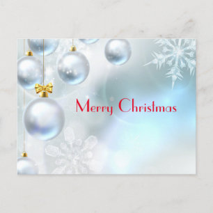 Weihnachtsdekorationen und Schneeflocken Postkarte