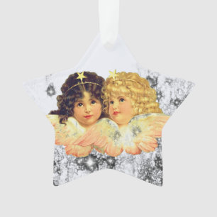 WEIHNACHTSDEKORATIONEN VINTAGE ENGEL UND STERNE ORNAMENT