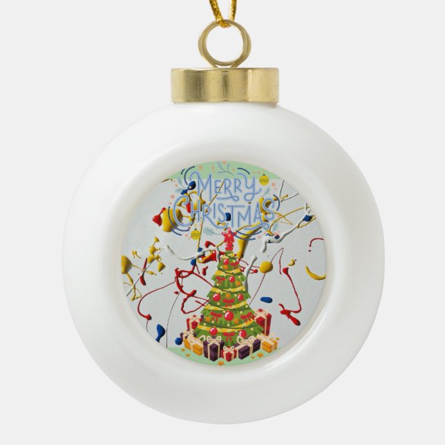 Weihnachtsdekorationsball Keramik Kugel-Ornament (Vorderseite)
