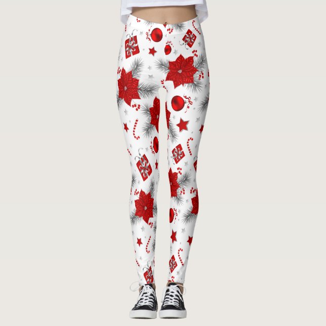 Weihnachtsdekorationsmuster Leggings (Vorderseite)