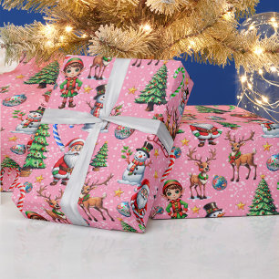 Weihnachtsdekorationsmuster mit rosa Hintergrund Geschenkpapier
