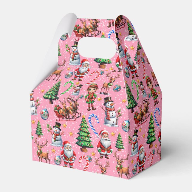 Weihnachtsdekorationsmuster mit rosa Hintergrund Geschenkschachtel (Vorderseite)
