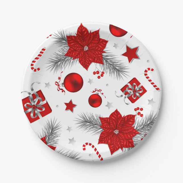 Weihnachtsdekorationsmuster Pappteller (Vorderseite)