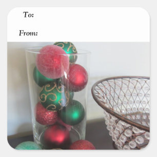 Weihnachtsdekore in Rot und Grün Quadratischer Aufkleber