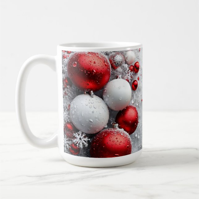 Weihnachtsdekore in Rot und Weiß Kaffeetasse (Links)