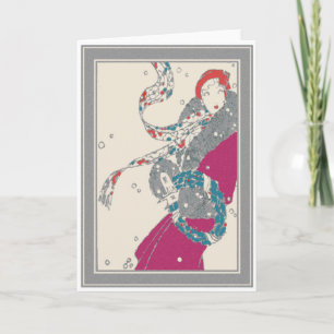 WeihnachtsDekowreath-Käufer im Wind Feiertagskarte