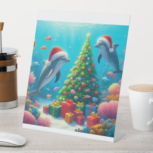 Weihnachtsdelphine Sockelschild (In Situ)