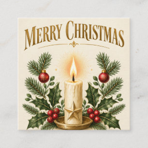 Weihnachtsdesign, elegante Kerze im Streichholzsch Quadratische Visitenkarte