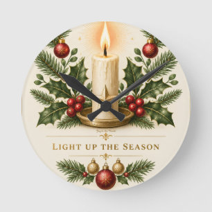 Weihnachtsdesign, elegante Kerze im Streichholzsch Runde Wanduhr