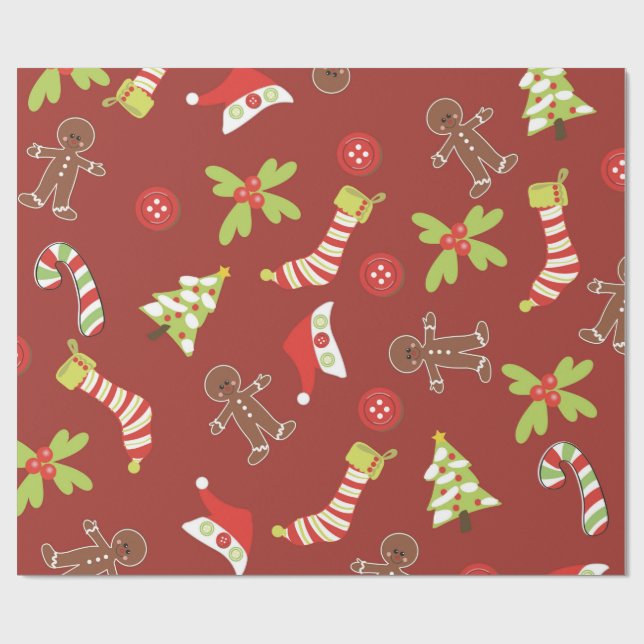 Weihnachtsdesign in Rot Geschenkpapier (Flach)