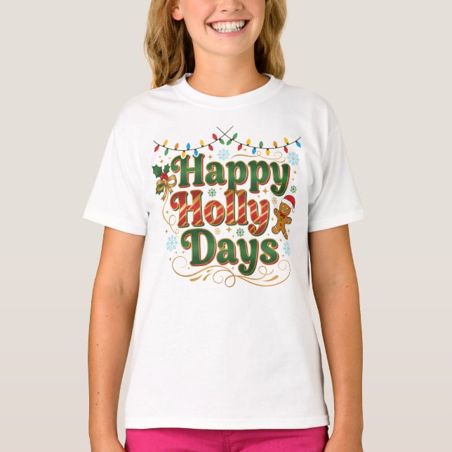 Weihnachtsdesign mit Lebkuchen und Schnee T-Shirt (Vorderseite)
