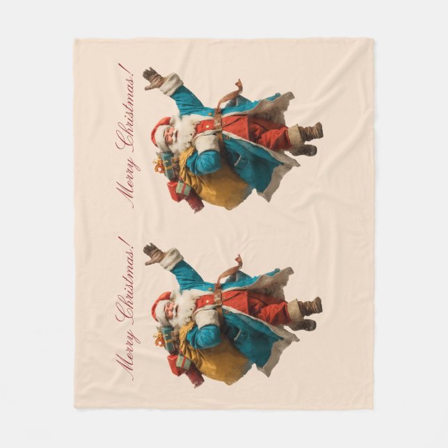 Weihnachtsdesign mit personalisiertem Vintage-Weih Fleecedecke (Vorderseite)