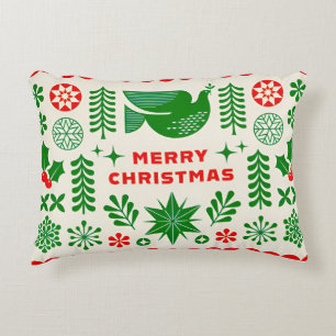 Weihnachtsdesign mit Taube, festlichen Holly-Motiv Dekokissen