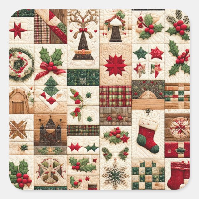 Weihnachtsdesign Quadratischer Aufkleber (Vorderseite)