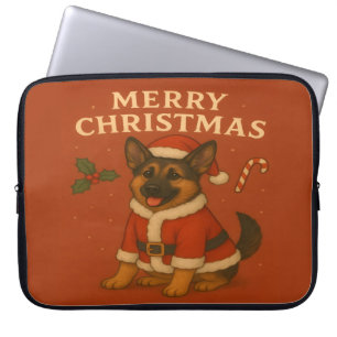 Weihnachtsdeutscher Schäferhund Hund Xmas Santa Hu Laptopschutzhülle