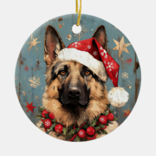 Weihnachtsdeutscher Schäferhund Keramik Ornament