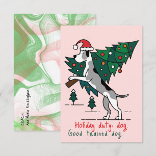 Weihnachtsdienst: Hund. Dogge-Version. Mitteilungskarte