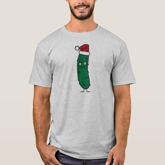 Weihnachtsdillgurke, die eine Weihnachtsmannmütze T-Shirt (Vorderseite)