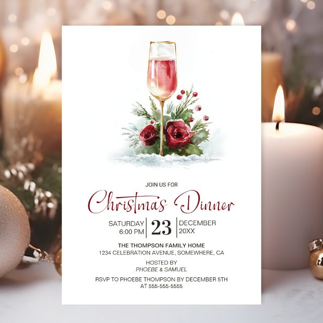 Weihnachtsdinner mit Rosé-Champagner Einladung (Von Creator hochgeladen)