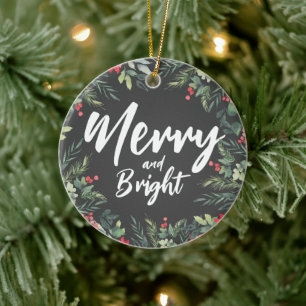 Weihnachtsdinnerparty mit botanischem Blattwerk-Th Keramik Ornament