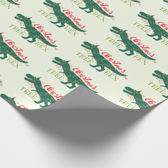 Weihnachtsdino-Dinosaurier lustiges T-Rex Geschenkpapier (Ecke)
