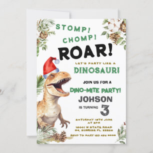 Weihnachtsdino Stomp Chomp Roar Geburtstag Einladung