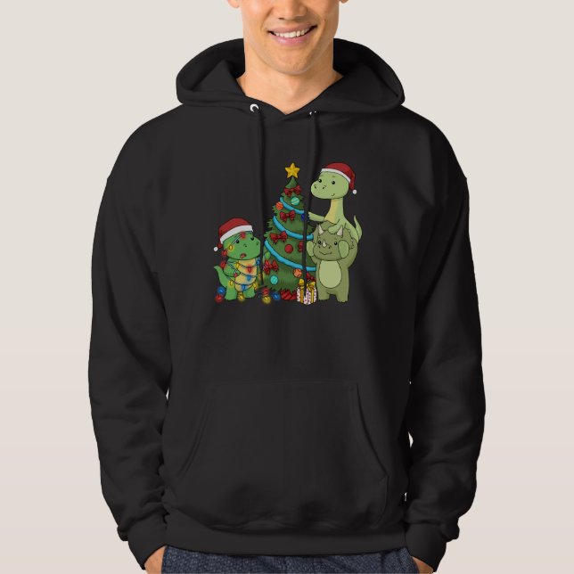Weihnachtsdinosaur Kinder Weihnachtsbaum Dinosauri Hoodie (Vorderseite)