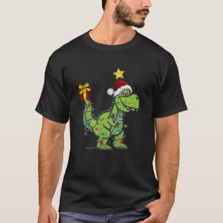 Weihnachtsdinosaurier mit Lichtern Funny Boys Kind T-Shirt