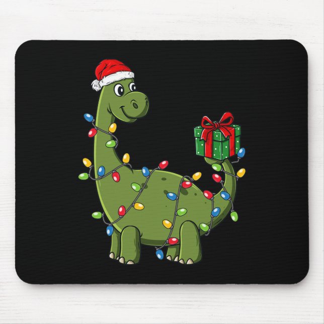 Weihnachtsdinosaurier mit Lights Fun Boys Kinder W Mousepad (Vorne)