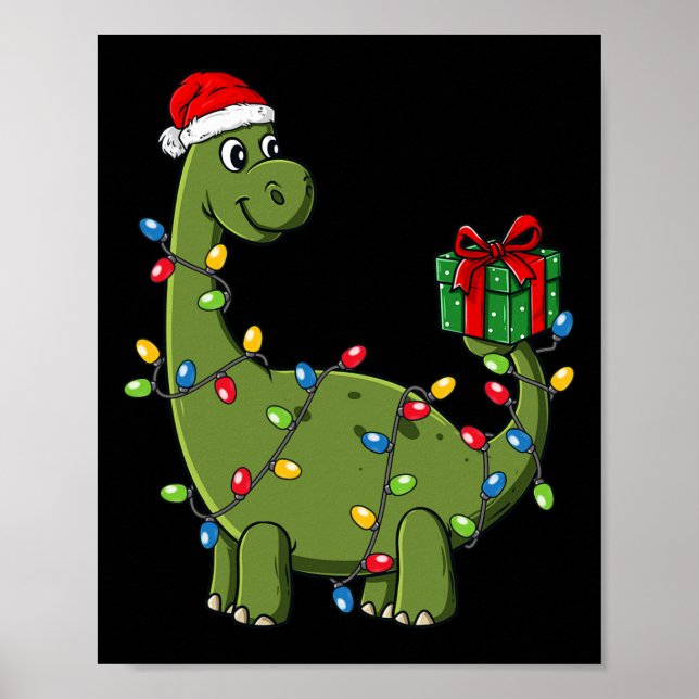 Weihnachtsdinosaurier mit Lights Fun Boys Kinder W Poster (Vorne)