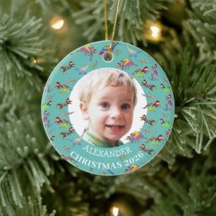Weihnachtsdinosaurier Personalisiertes Foto 2022 K Keramik Ornament