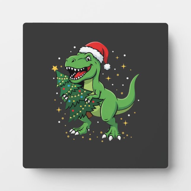 Weihnachtsdinosaurier Santa T Rex Fotoplatte (Vorderseite)