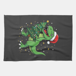 Weihnachtsdinosaurier Santa T Rex Geschirrtuch