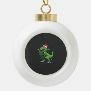 Weihnachtsdinosaurier Santa T Rex Keramik Kugel-Ornament