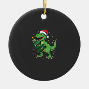 Weihnachtsdinosaurier Santa T Rex Keramik Ornament