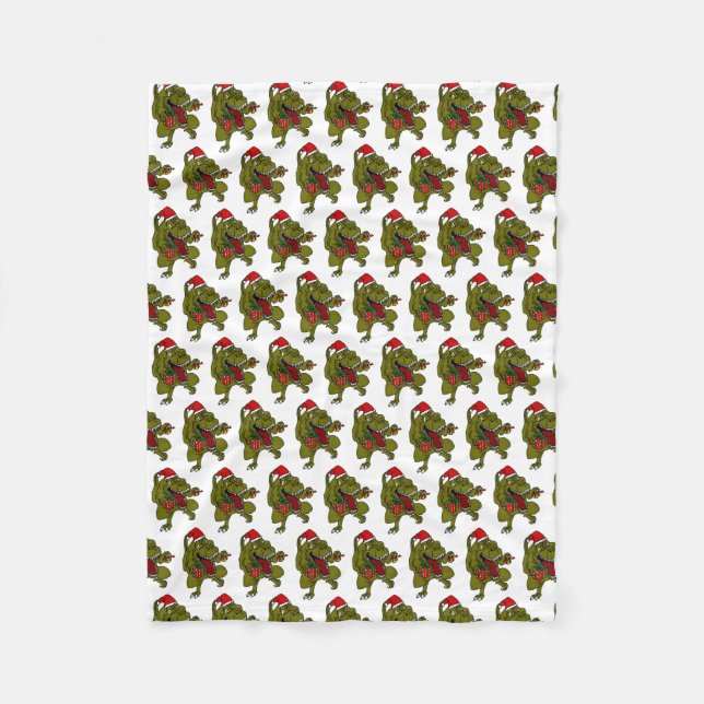 Weihnachtsdinosaurier-Schneeflocke-Fleece-Decke Fleecedecke (Vorderseite)