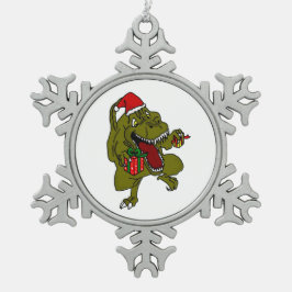 Weihnachtsdinosaurier-Schneeflocke-Verzierung Schneeflocken Zinn-Ornament