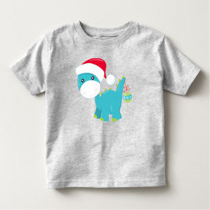 Weihnachtsdinosaurier, Weihnachtsmannmütze, Dino,  Kleinkind T-shirt